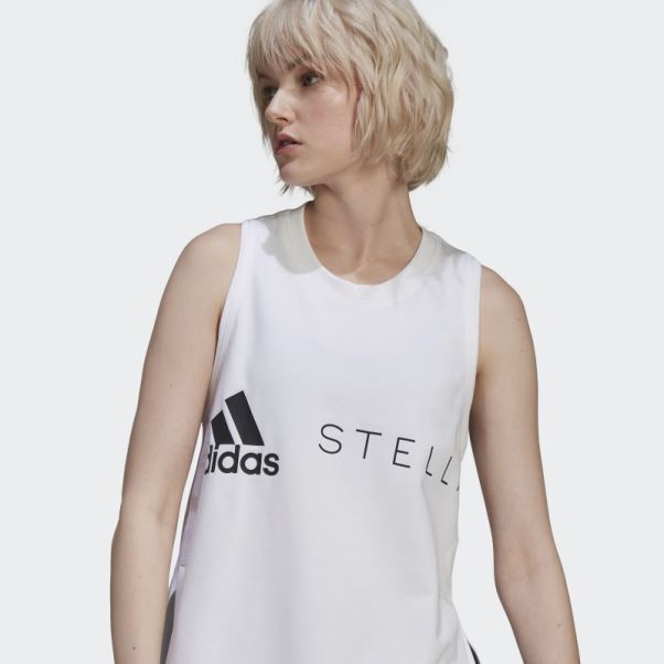 Adidas By Stella Mccartney Sportswear Logo Débardeur Blanc Mode