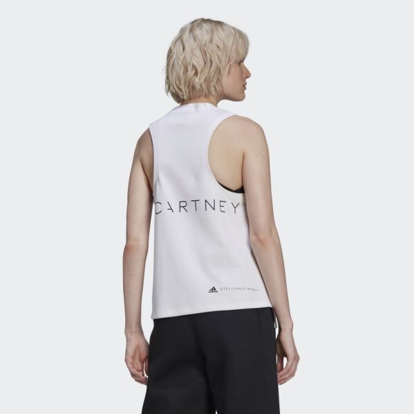 Adidas By Stella Mccartney Sportswear Logo Débardeur Blanc Mode