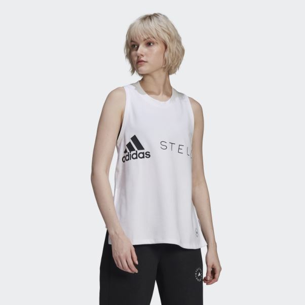 Adidas By Stella Mccartney Sportswear Logo Débardeur Blanc Fashion