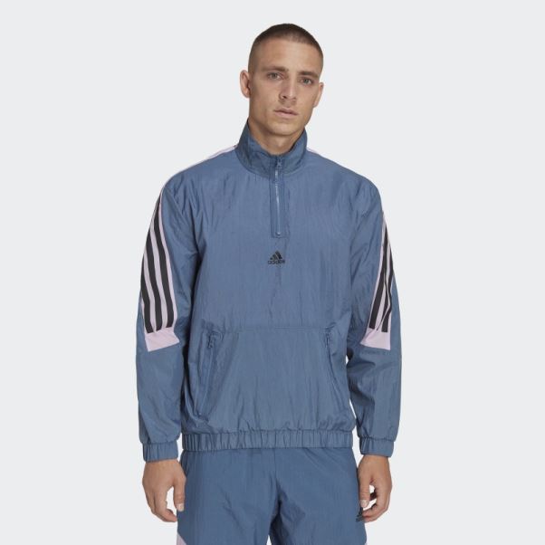 Sweat-shirt 1/4 Zip Tissé Adidas Steel Future Icons à 3 Bandes