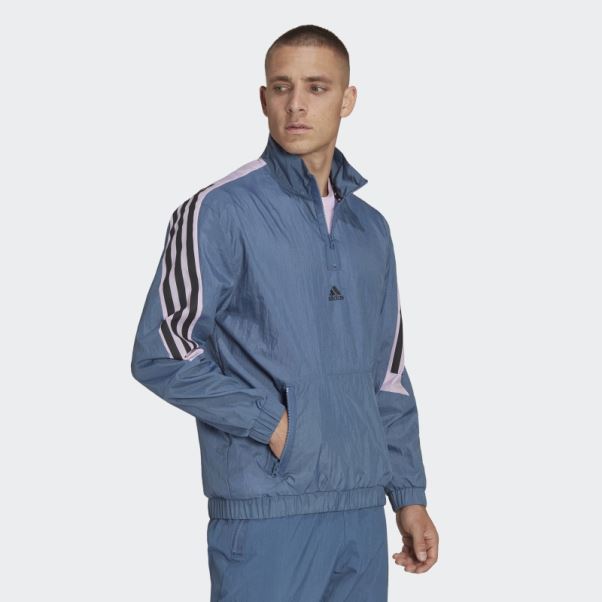 Sweat-shirt 1/4 Zip Tissé Adidas Steel Future Icons à 3 Bandes
