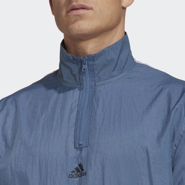 Sweat-shirt 1/4 Zip Tissé Adidas Steel Future Icons à 3 Bandes