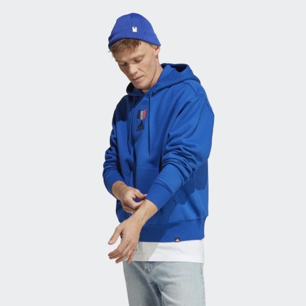 Adidas Sweat à Capuche Graphique Bleu Royal