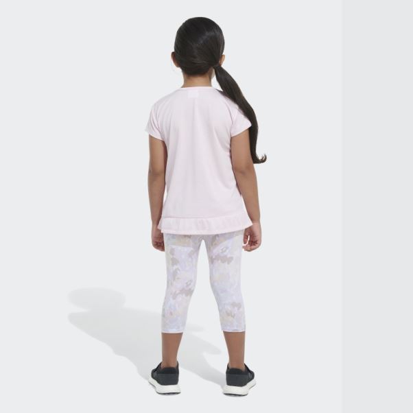 Ensemble T-shirt Adidas Chiné Rose Et Capri Imprimé Sur L'ensemble