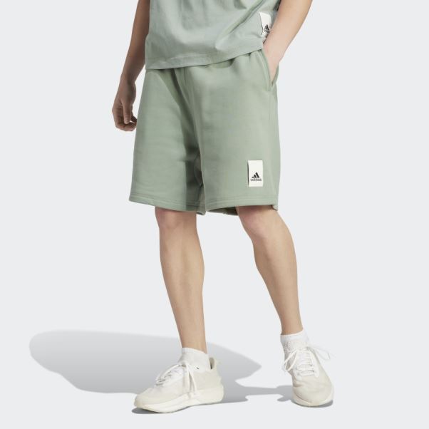 Short Lounge Polaire Adidas Vert Argent
