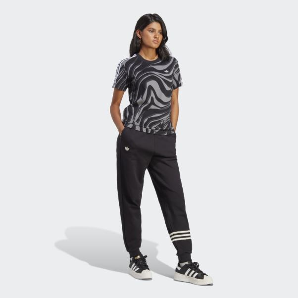 Adidas T-shirt Noir à Imprimé Animal Abstrait
