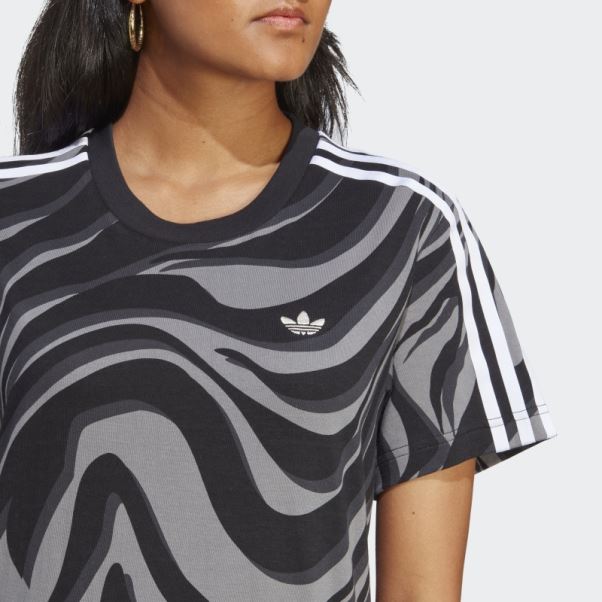 Adidas T-shirt Noir à Imprimé Animal Abstrait