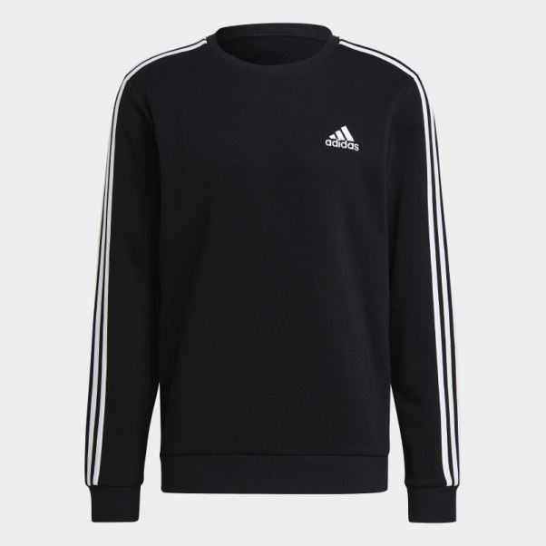 Sweat Noir En Molleton à 3 Bandes Adidas