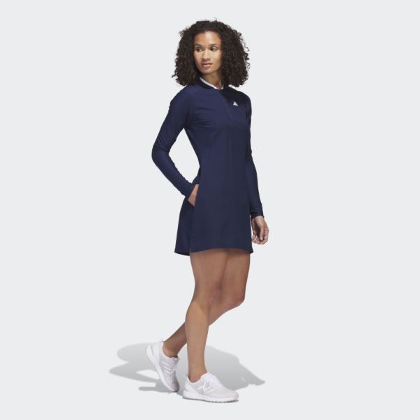 Robe De Golf Bleu Marine à Manches Longues Adidas