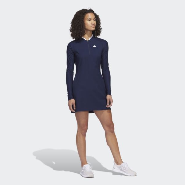 Robe De Golf Bleu Marine à Manches Longues Adidas