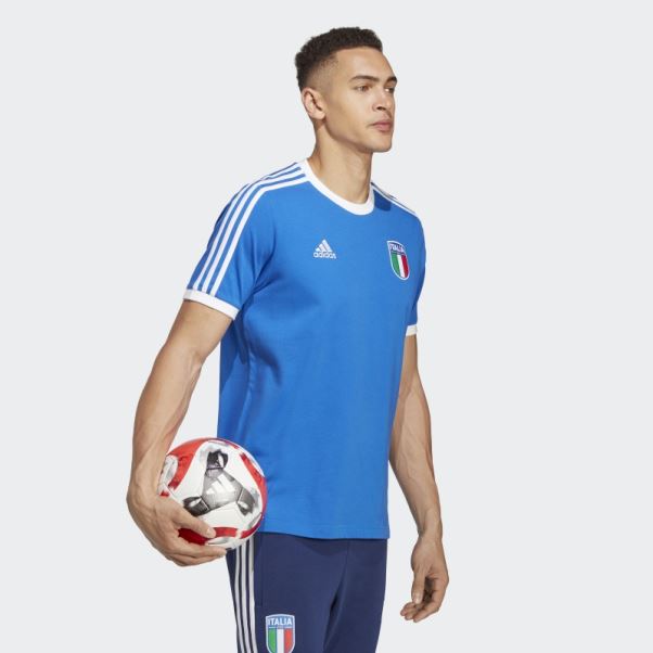 Italie 3 Bandes T-shirt Bleu Adidas