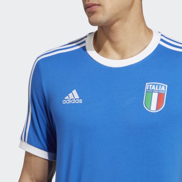 Italie 3 Bandes T-shirt Bleu Adidas