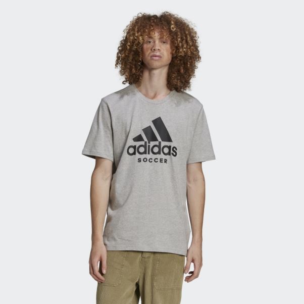 Tee Shirt Football Logo Adidas Gris Moyen