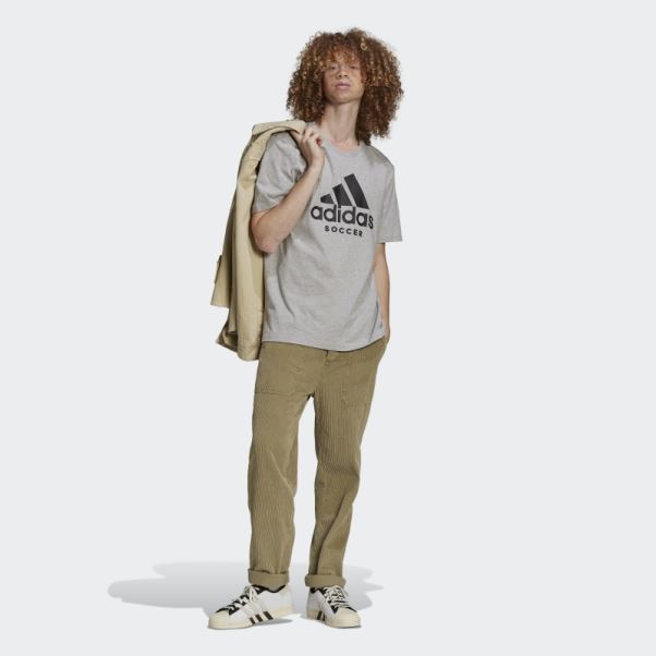 Tee Shirt Football Logo Adidas Gris Moyen