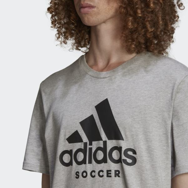 Tee Shirt Football Logo Adidas Gris Moyen