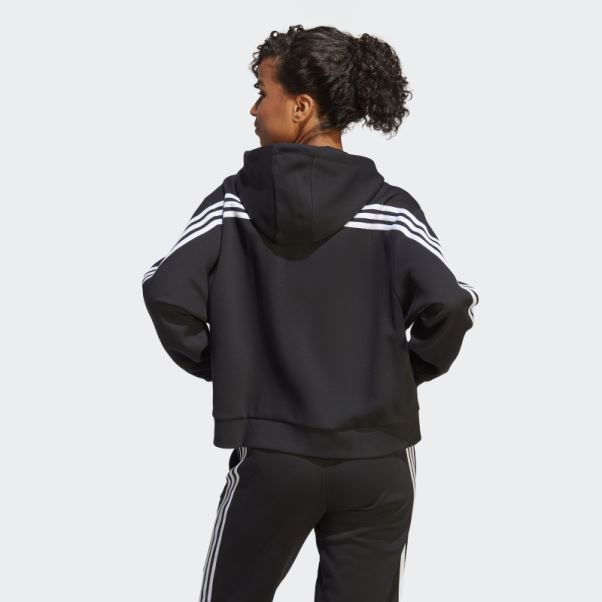 Sweat à Capuche Zippé Adidas Future Icons 3 Bandes Noir