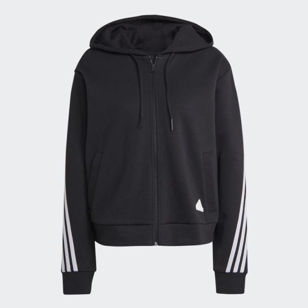 Sweat à Capuche Zippé Adidas Future Icons 3 Bandes Noir