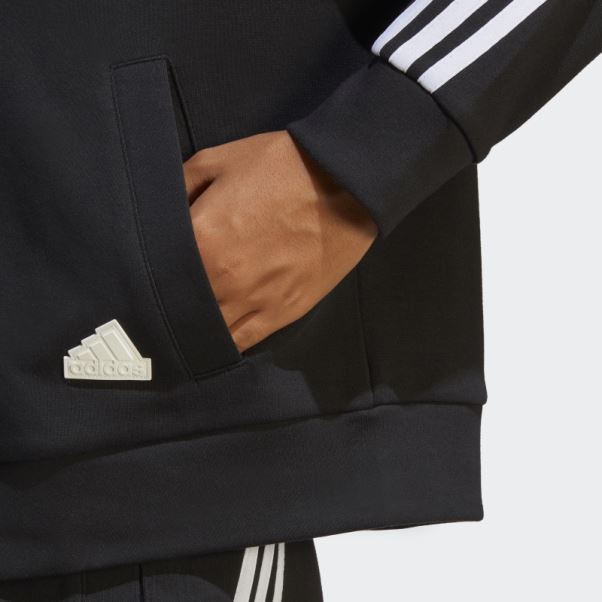 Sweat à Capuche Zippé Adidas Future Icons 3 Bandes Noir