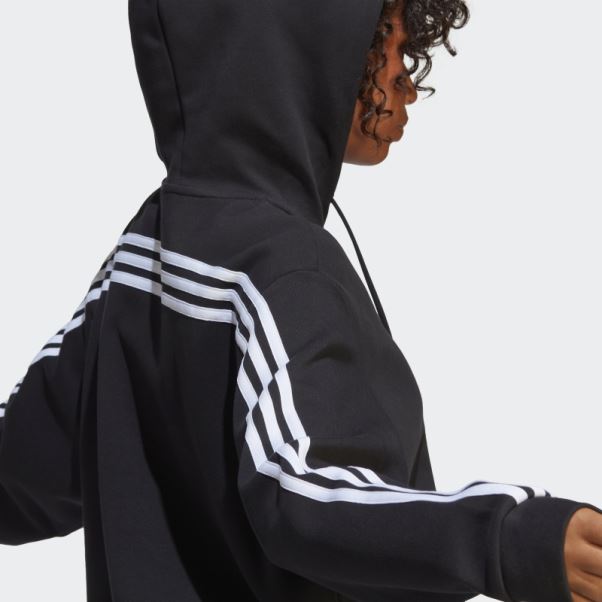 Sweat à Capuche Zippé Adidas Future Icons 3 Bandes Noir