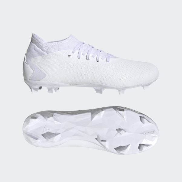 Adidas Predator Precision.3 Chaussures De Sol Ferme élégantes Blanches