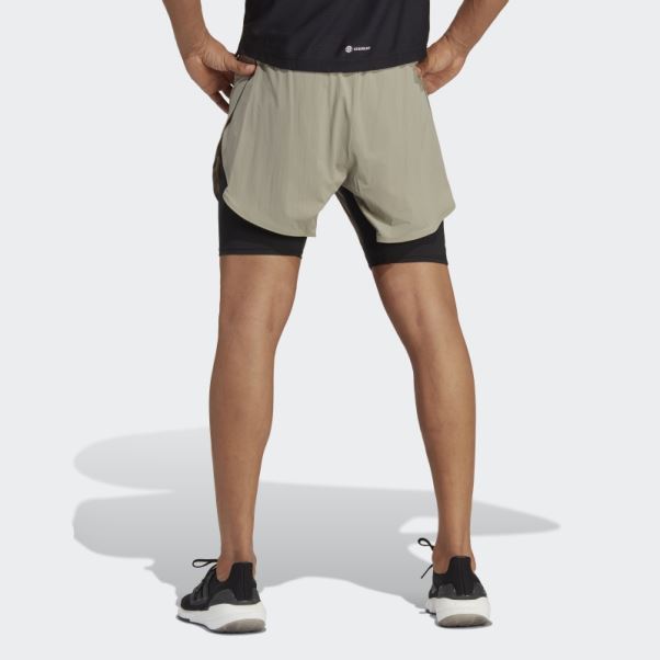 Short D'entraînement 2-en-1 Adidas Heat.rdy Hiit Galet Argenté