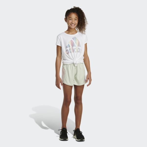 Short En Mesh à Rayures Vertes Adidas