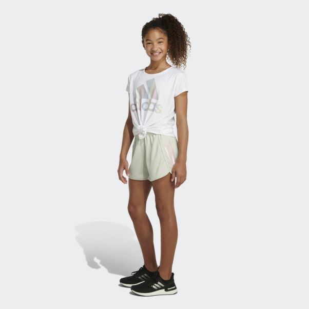 Short En Mesh à Rayures Vertes Adidas