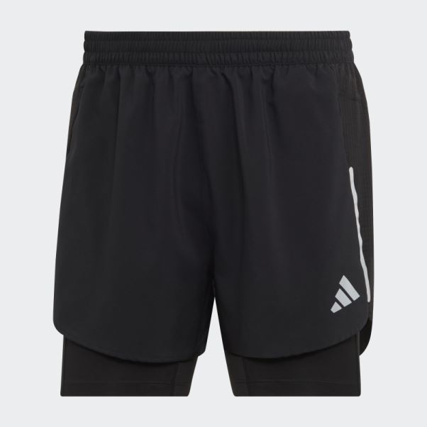 Adidas Short Noir Conçu Pour La Course à Pied 2 En 1