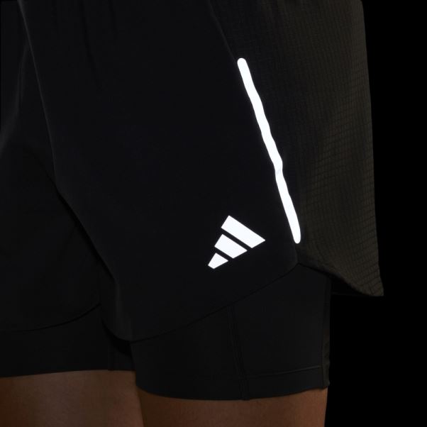 Adidas Short Noir Conçu Pour La Course à Pied 2 En 1
