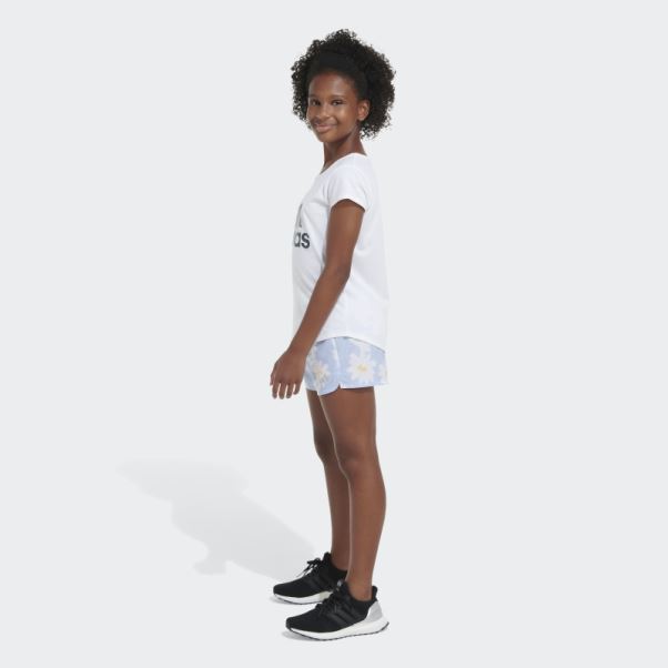 Aop Wovn Pacer Short23 Adidas Bleu Aube