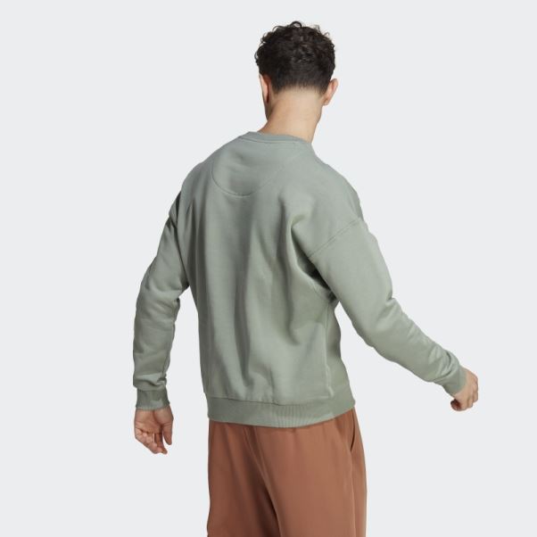 Sweat Adidas Lounge Fleece Vert Argent