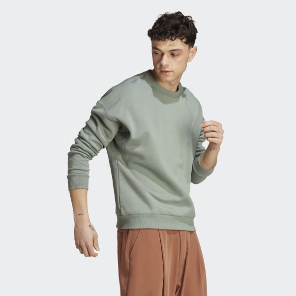 Sweat Adidas Lounge Fleece Vert Argent