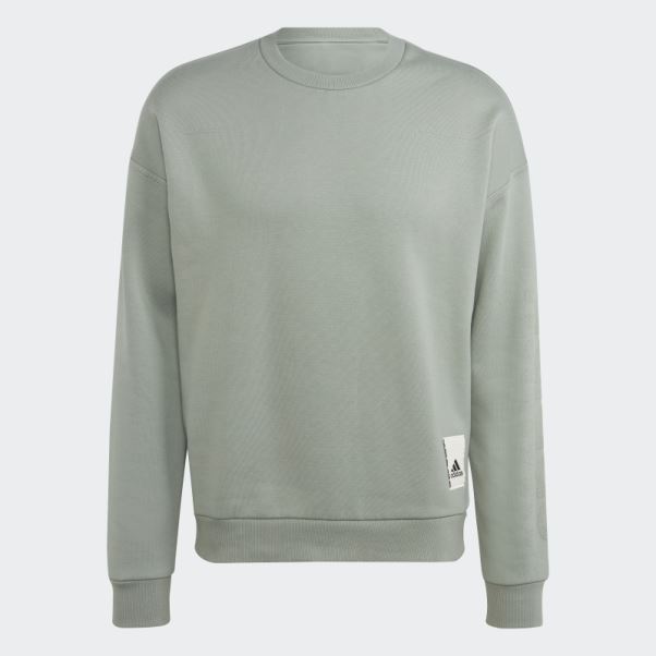 Sweat Adidas Lounge Fleece Vert Argent