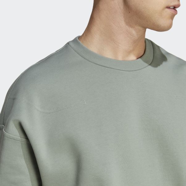 Sweat Adidas Lounge Fleece Vert Argent