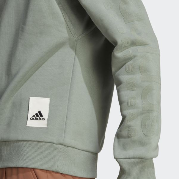 Sweat Adidas Lounge Fleece Vert Argent