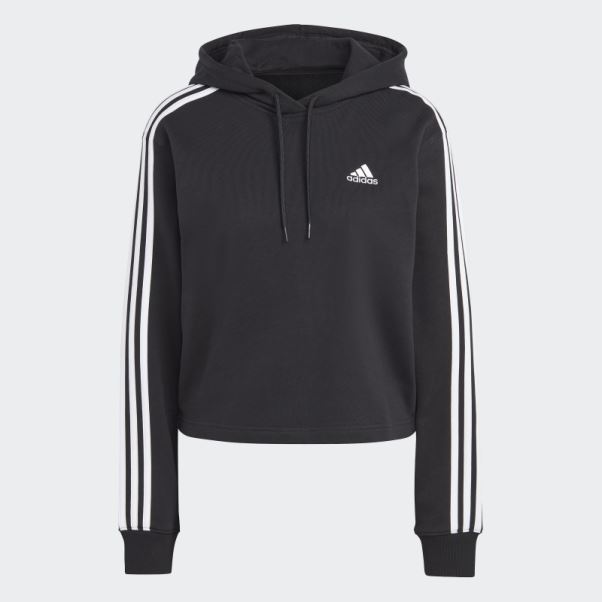 Sweat à Capuche Court Adidas Essentials 3-stripes French Terry Noir
