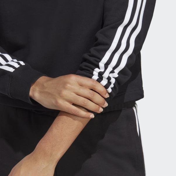 Sweat à Capuche Court Adidas Essentials 3-stripes French Terry Noir