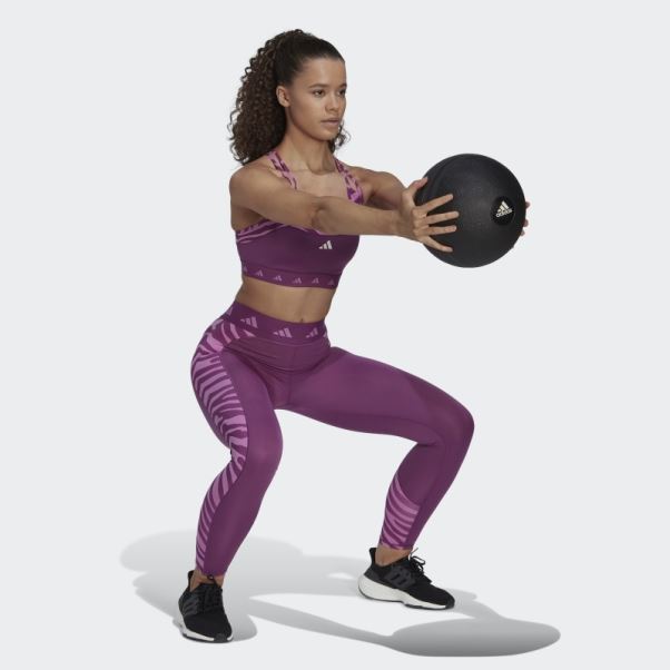 Legging Taille Haute 7/8 Zébré Adidas Rich Mauve Hyperglam Techfit
