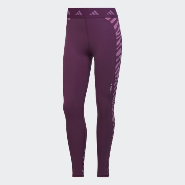 Legging Taille Haute 7/8 Zébré Adidas Rich Mauve Hyperglam Techfit