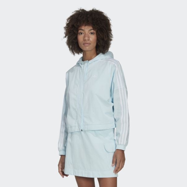 Adidas Adicolor Classics Popeline Veste De Survêtement à Capuche Bleu