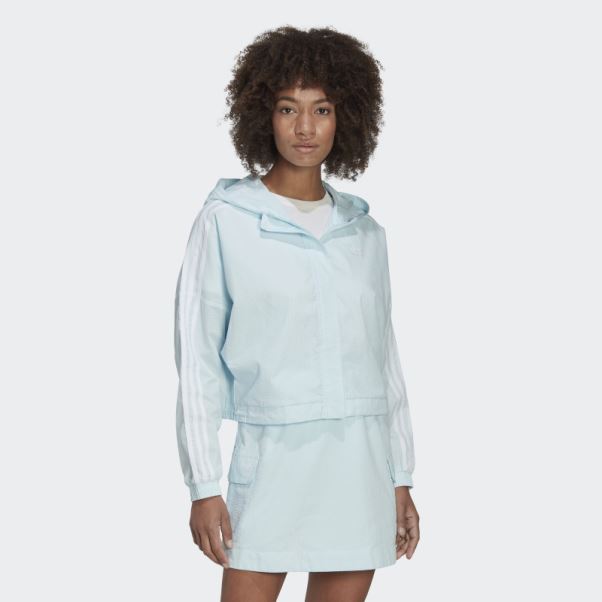 Adidas Adicolor Classics Popeline Veste De Survêtement à Capuche Bleu