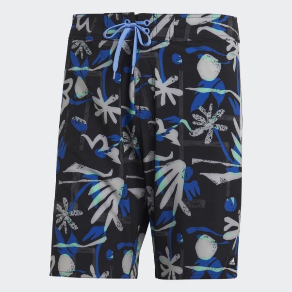Adidas Short De Plage Technique Fleuri Saisonnier Noir