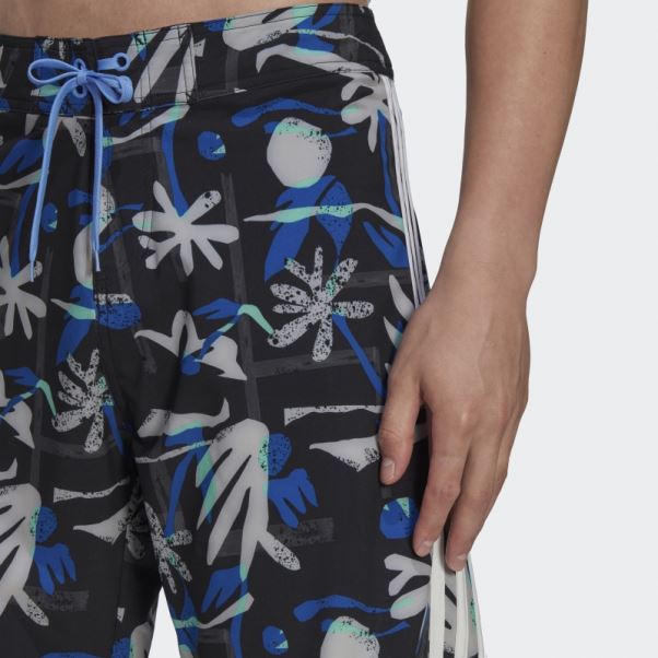 Adidas Short De Plage Technique Fleuri Saisonnier Noir