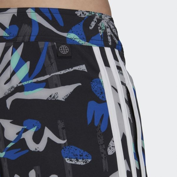 Adidas Short De Plage Technique Fleuri Saisonnier Noir
