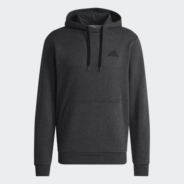 Adidas Essentials Sweat à Capuche Polaire Gris Foncé Chiné
