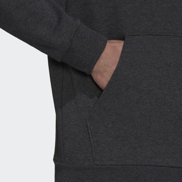 Adidas Essentials Sweat à Capuche Polaire Gris Foncé Chiné