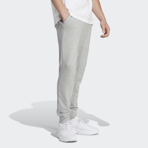 Pantalon Adidas Essentials French Terry Tapered Cuff Logo Gris Moyen