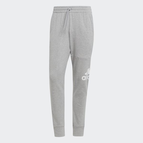 Pantalon Adidas Essentials French Terry Tapered Cuff Logo Gris Moyen