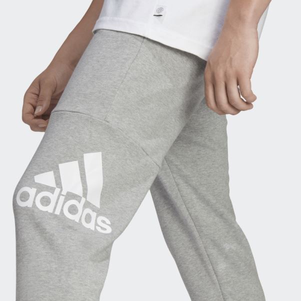 Pantalon Adidas Essentials French Terry Tapered Cuff Logo Gris Moyen