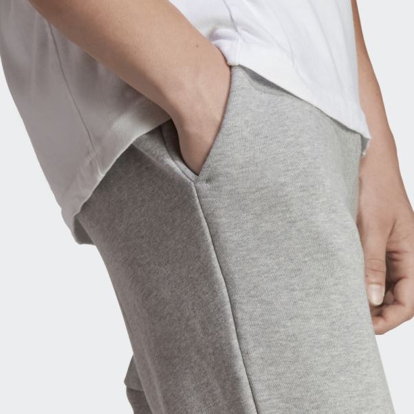 Pantalon Essentiel En Molleton à Logo Et Revers Fuselés Gris Moyen Adidas